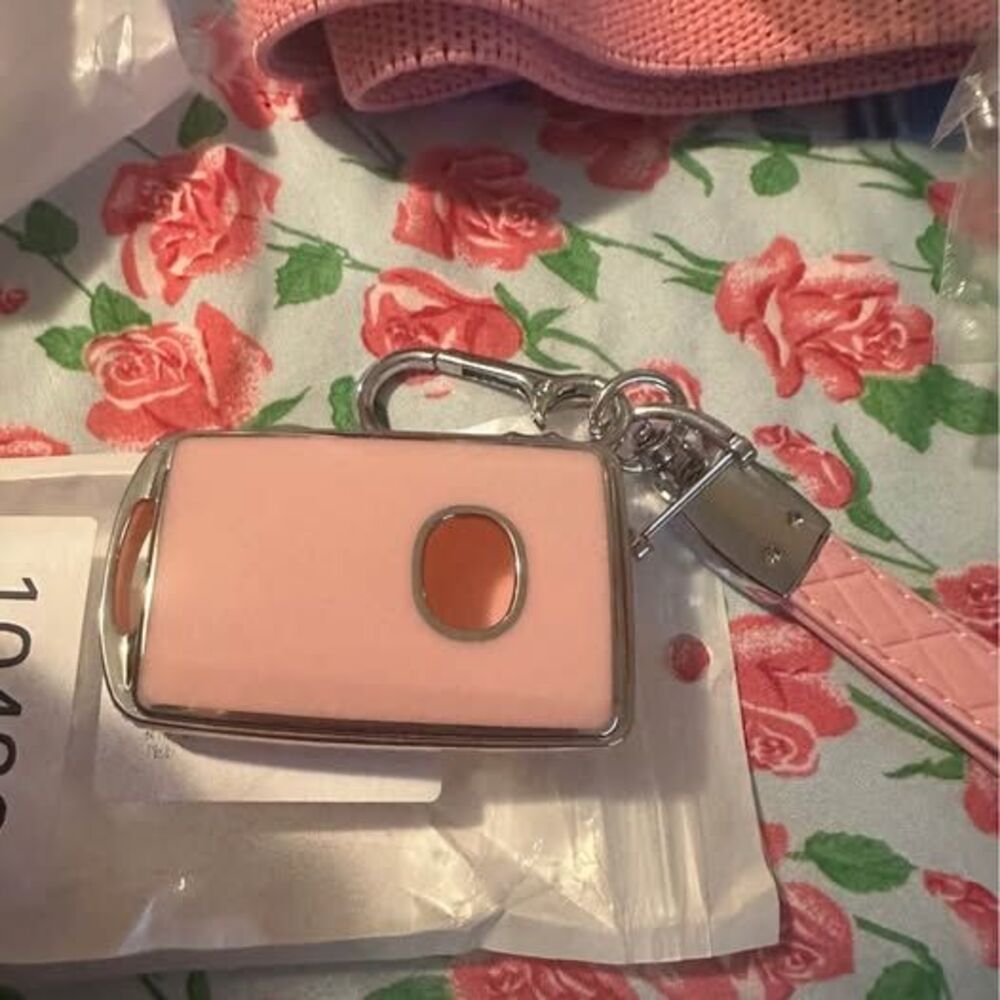 Pink Car Key Fob Cover with Keychain